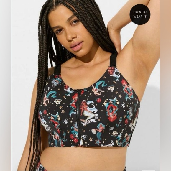 Torrid Active Wire-Free Hi-Impact Zip-Front Sports Bra Size 44B Mermaids - Picture 1 of 8